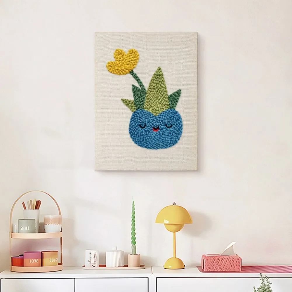 Figured'Art Blije Vetplant punch needle pakket met frame