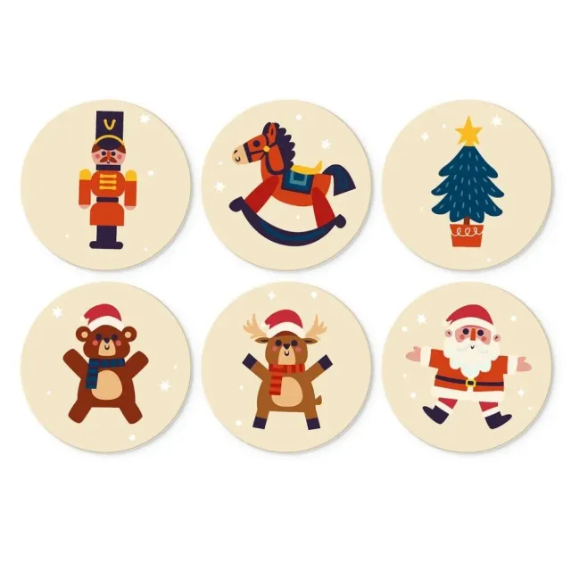 Mini Serie Vintage kerstspeelgoed schilderen op nummer Ø20cm 6 stuks