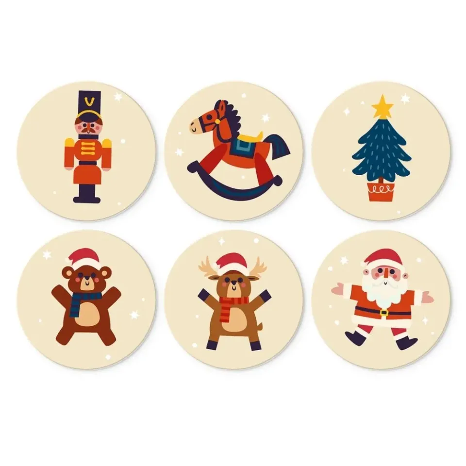 Mini Serie Vintage kerstspeelgoed schilderen op nummer Ø20cm 6 stuks