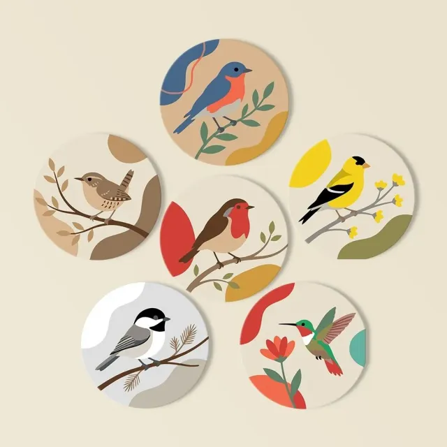 Figured'Art Kleine Zangvogels schilderen op nummer onderzetters 6x 10cm
