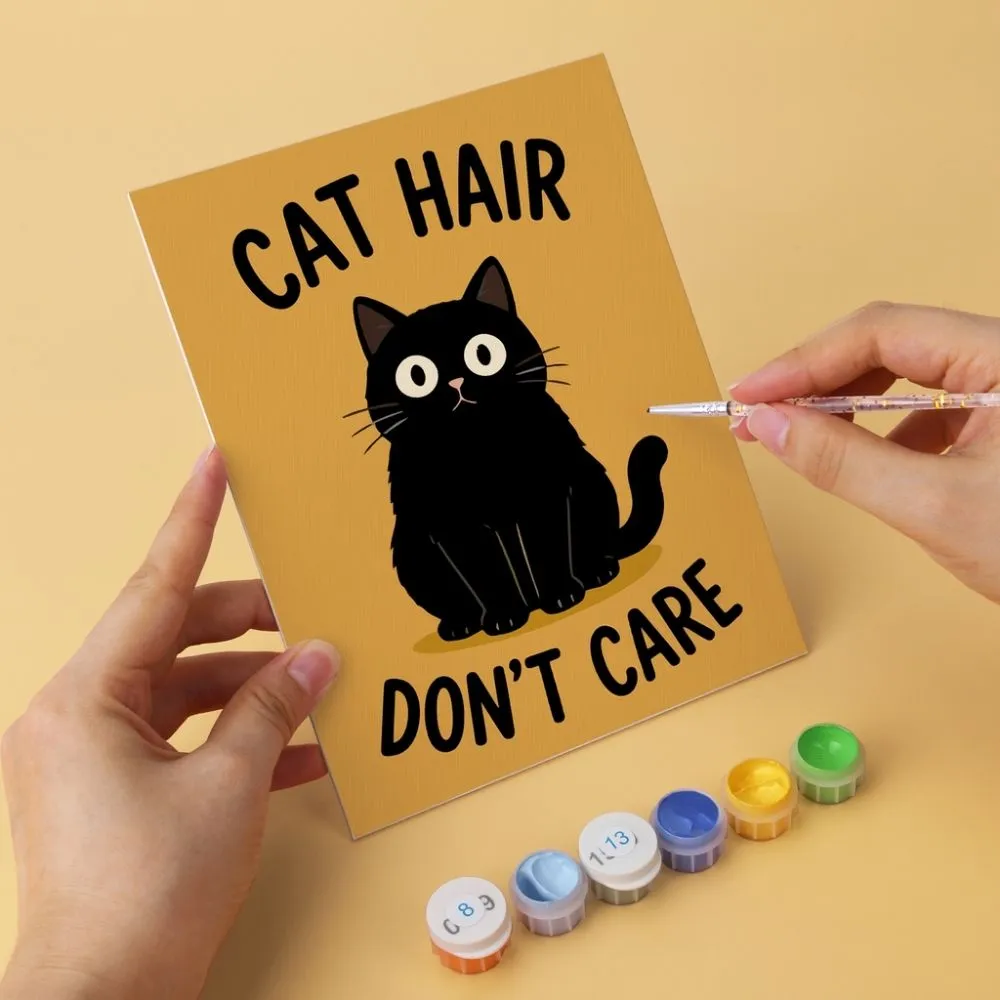 Figured'Art Kattenattitude mini canvas schilderen op nummer 15x20cm 6 stuks