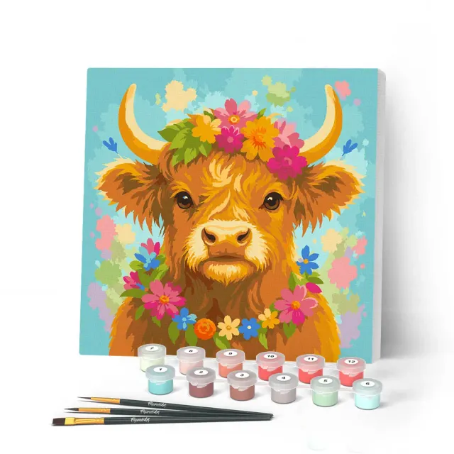 Figured'Art Schotse Hooglander Tuinkoningin Schilderen op Nummer 20x20