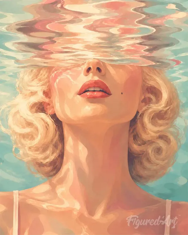 Figured'Art Gouden Getij schilderen op nummer 40x50 cm aqua