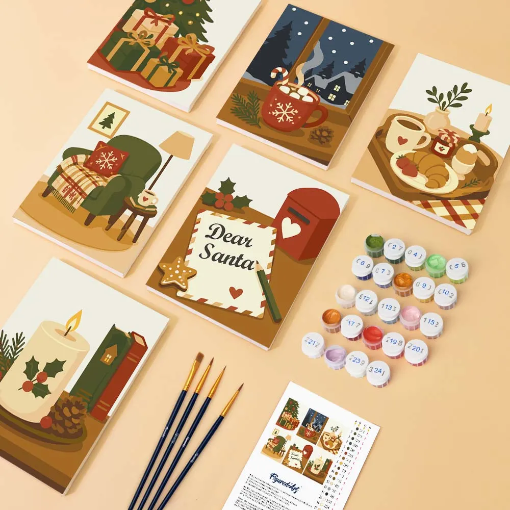 Figured'Art Mini Feestelijke Wintermomenten schilderen op nummer 6 stuks