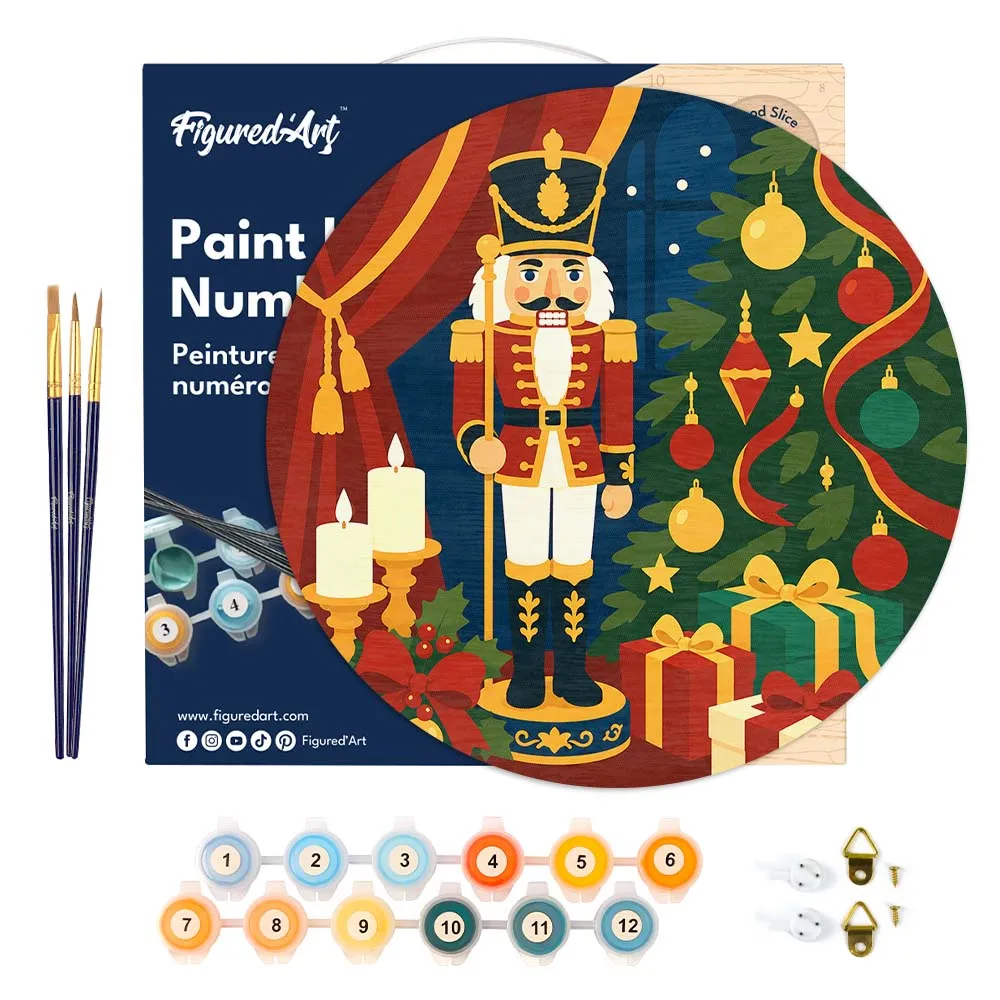 Figured'Art Houten Schijf Kerstnotenkraker schilderen op nummer 30cm kerst
