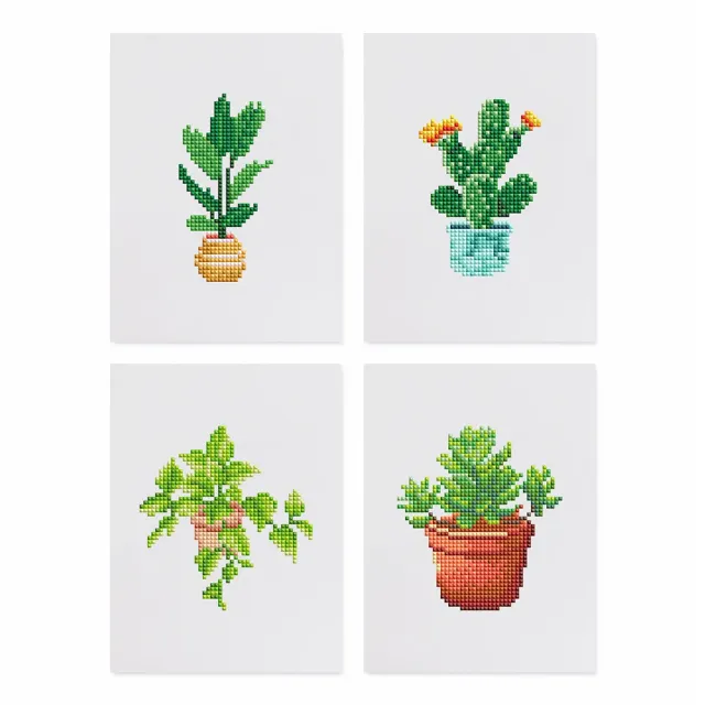 Figured'Art Mini Vetplant diamond painting 15x20cm 4 stuks full drill