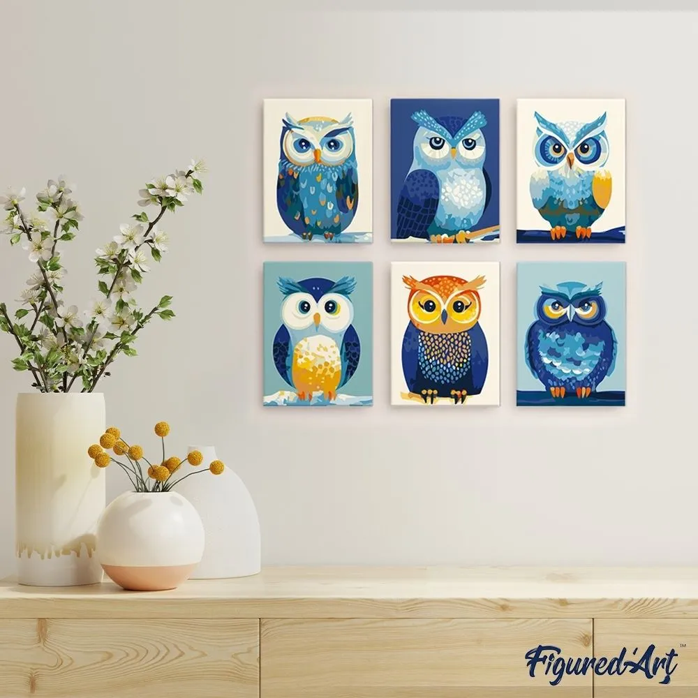 Figured'Art Kleurrijke Nachtwacht Mini Schilderen op Nummer 6x uil