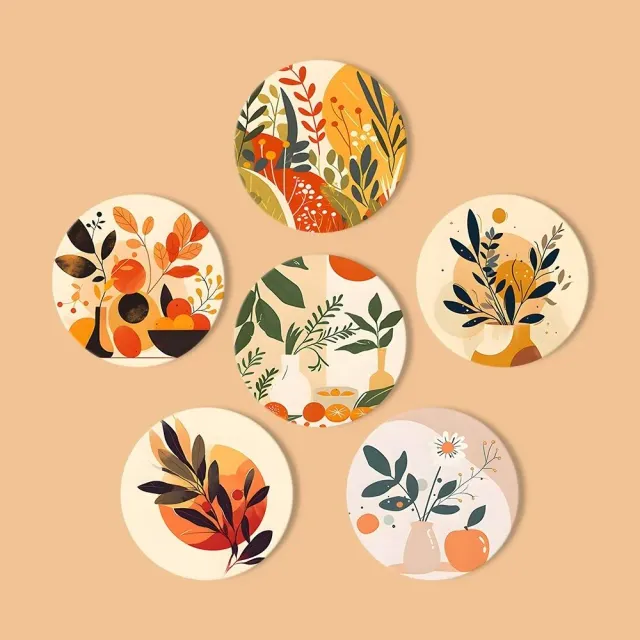 Figured'Art Schilderen op Nummer Onderzetters Botanisch 10cm 6st