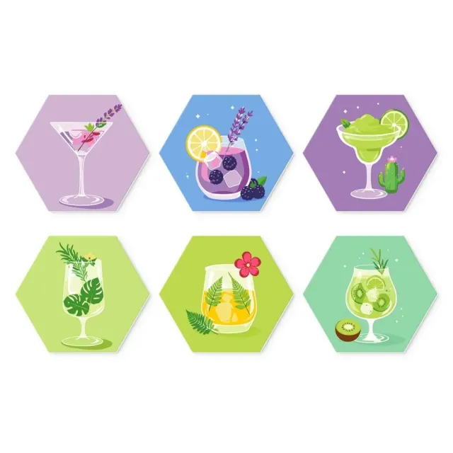 Figured'Art Mini Serie Pastelkleurige cocktailset 6 stuks