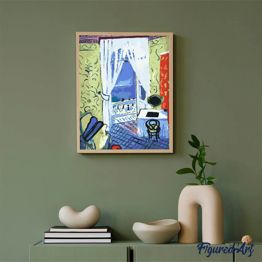 Figured'Art Interieur met vioolkoffer Matisse schilderen op nummer 40x50