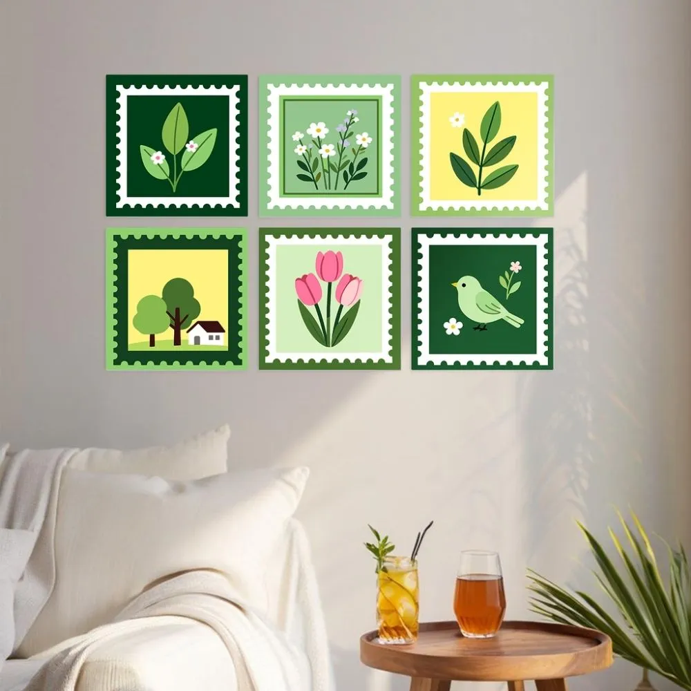 Figured'Art Collectie natuurpostzegels mini schilderen op nummer 6 stuks