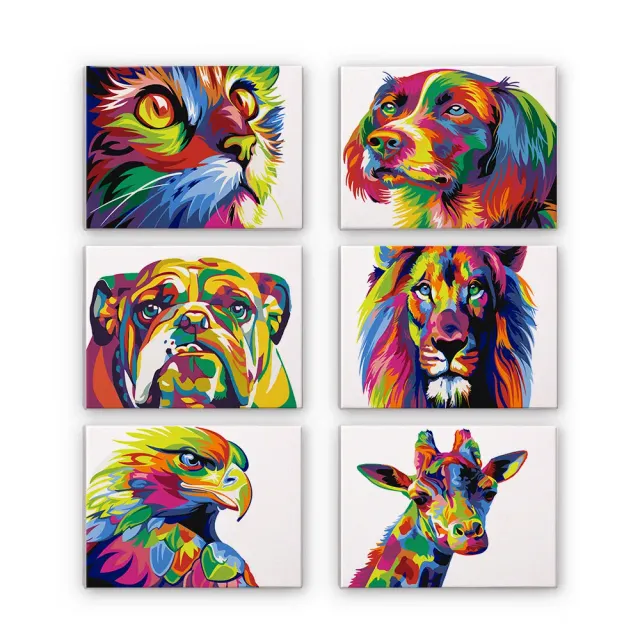 Figured'Art Mini Schilderen op Nummer Abstracte Dieren 15x20 cm 6 stuks