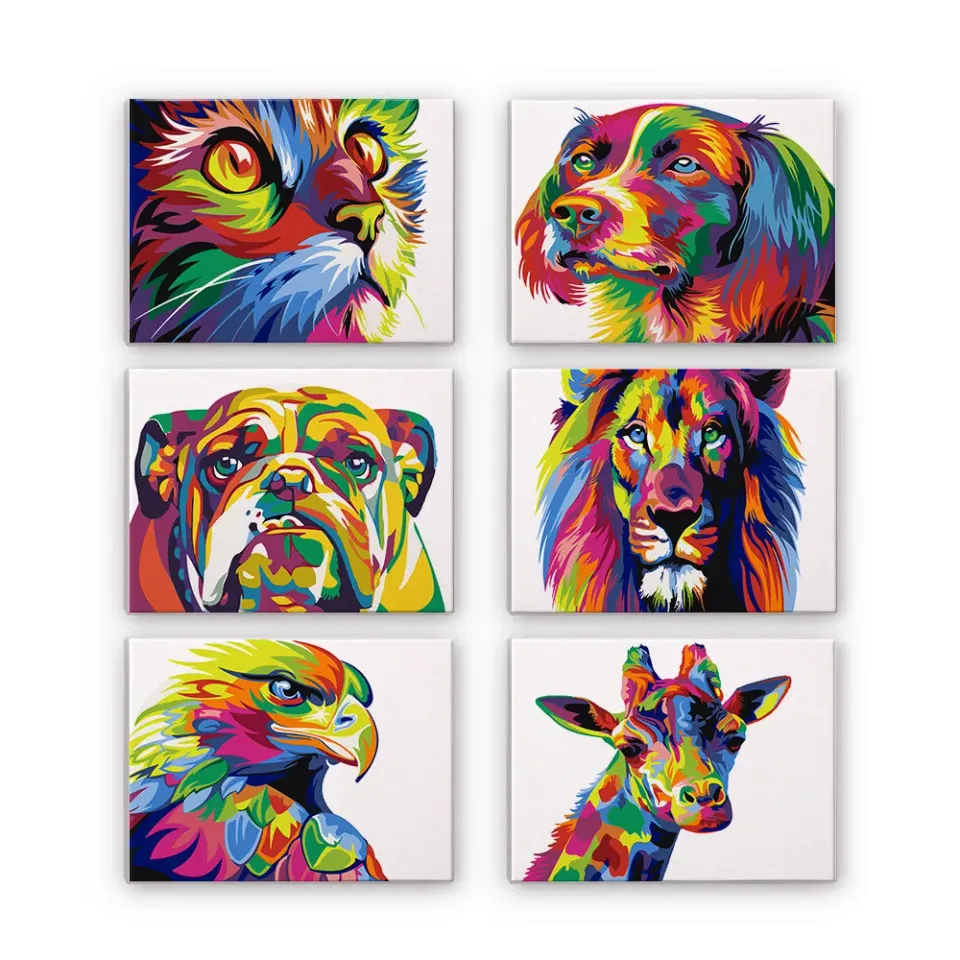 Figured'Art Mini Schilderen op Nummer Abstracte Dieren 15x20 cm 6 stuks