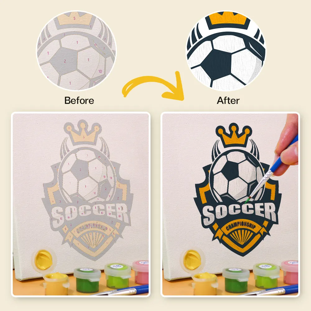 Figured'Art Mini Voetbal Logo Serie schilderen op nummer 15x15cm 6 stuks