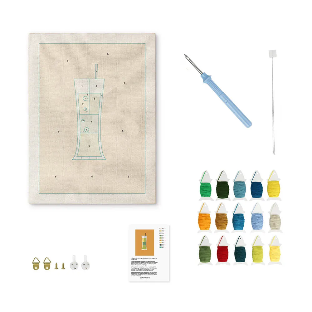 Figured'Art Cocktails 1 punch needle pakket met frame 20x30cm