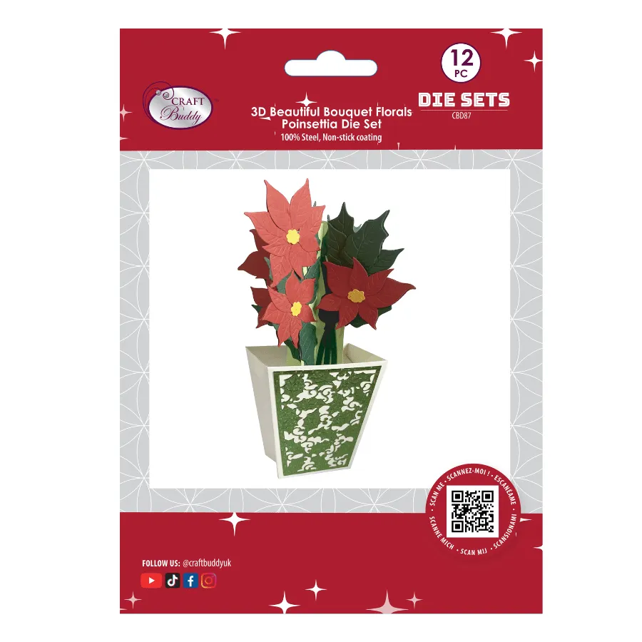 Craft Buddy Beautiful Bouquet Poinsettia snijmallen 12-delig