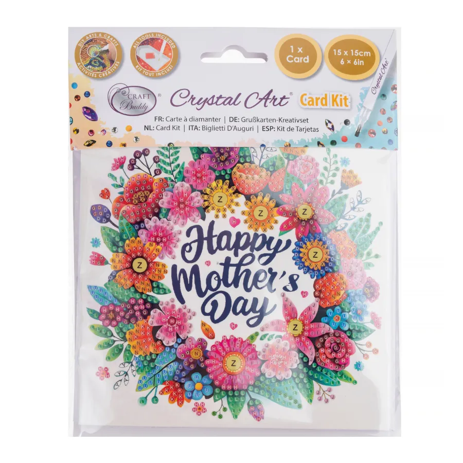 Craft Buddy Crystal Art Happy Mother's Day kaart 15x15cm