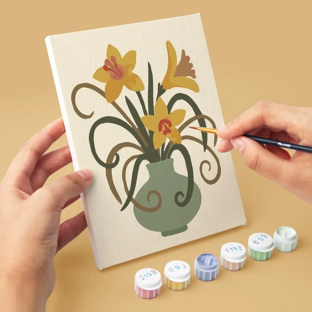 Figured'Art Bloemen Vazen schilderen op nummer 6 stuks mini