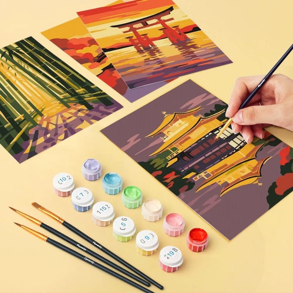 Figured'Art Zonsondergang Japan mini schilderen op nummer 15x20 6x