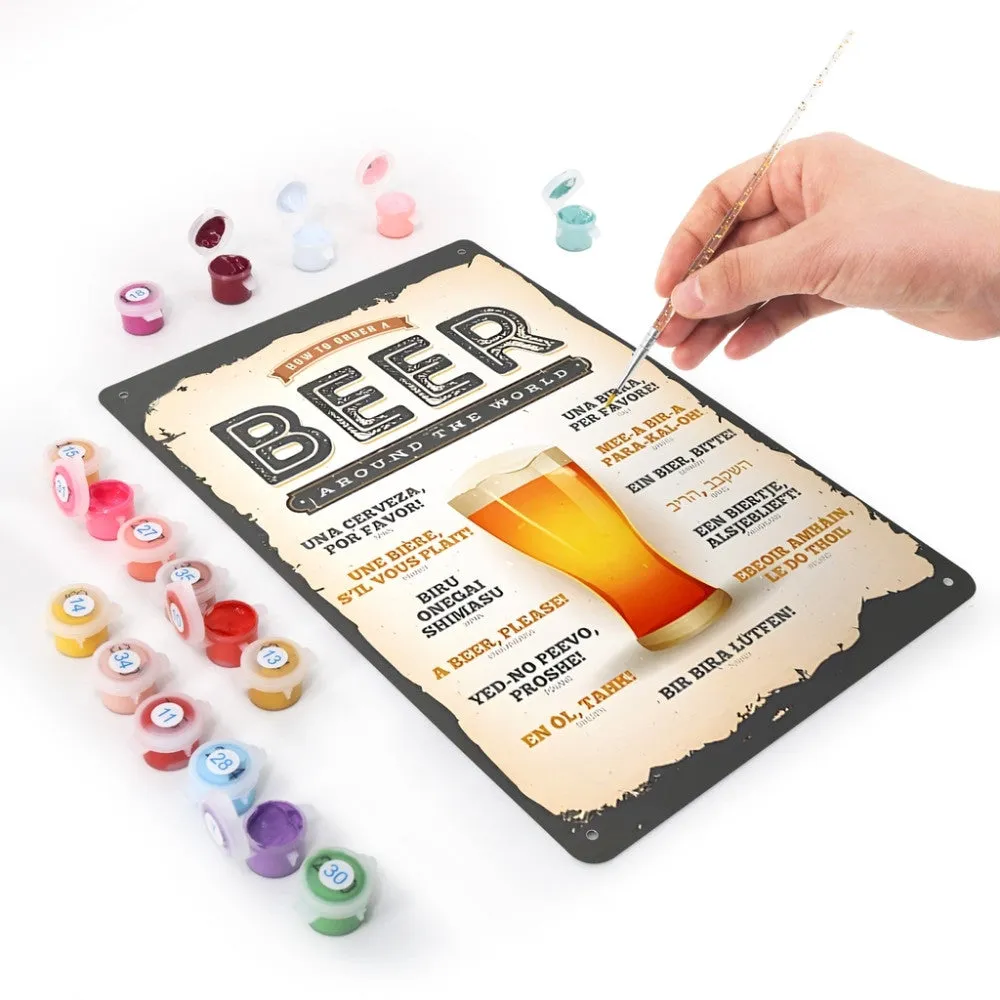 Figured'Art Bier Wereld metalen poster schilderen op nummer 30x20