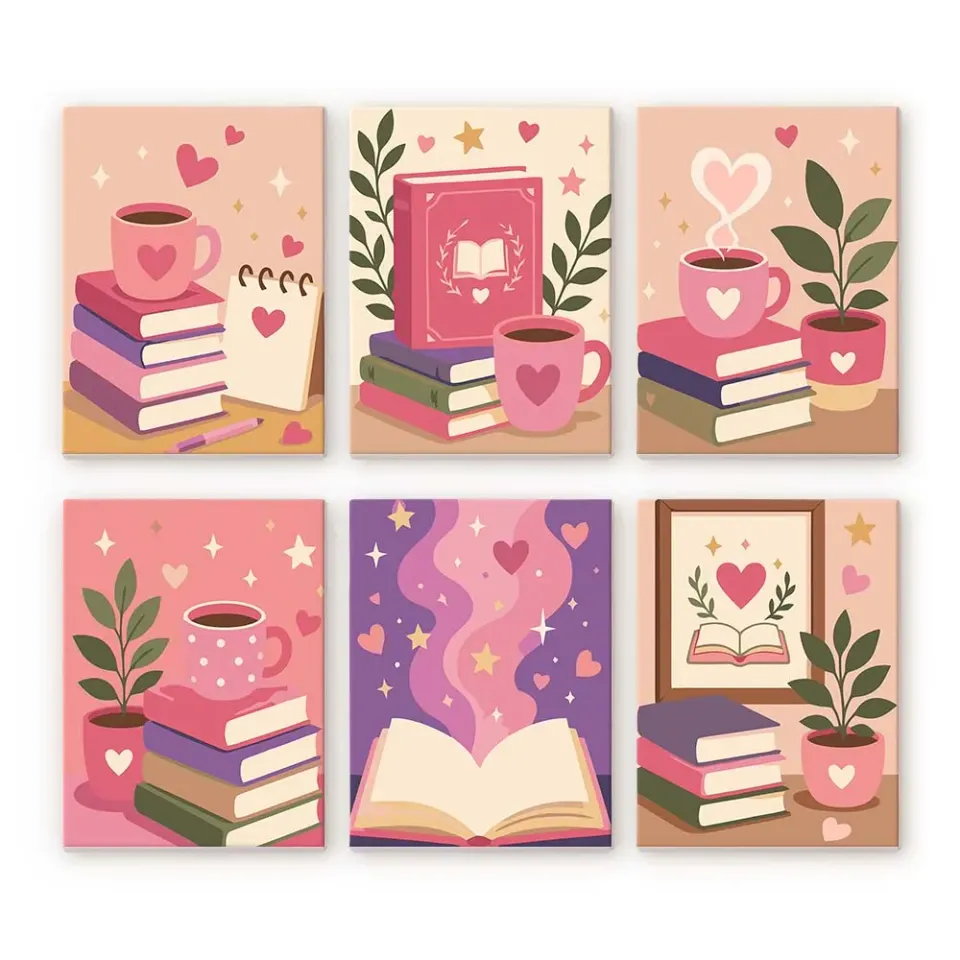 Figured'Art Mini Magische leesvibes schilderen op nummer 15x20cm 6 stuks