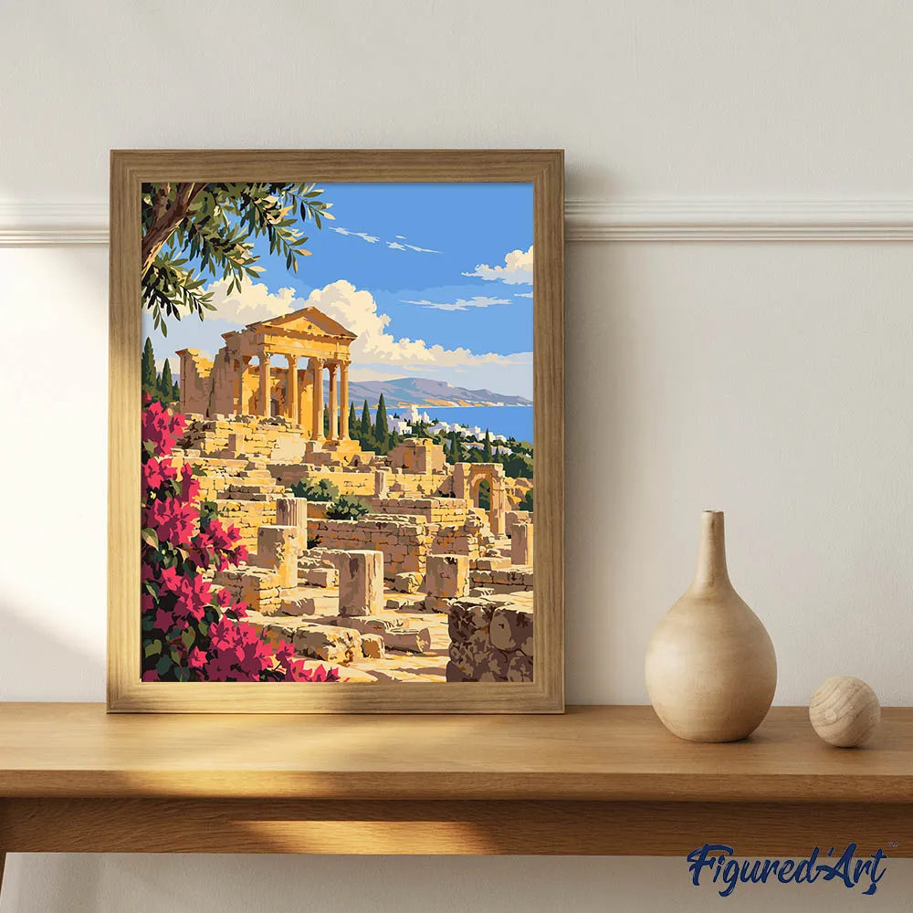 Figured'Art Dougga Tunesië schilderen op nummer 40x50cm linnen canvas