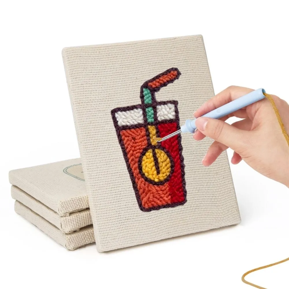 Figured'Art Fastfood Plezier punch needle set 4 stuks 15x20cm
