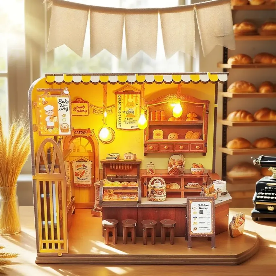 Figured'Art Tijdloze Bakkerij 3D puzzel miniatuurhuisje LED