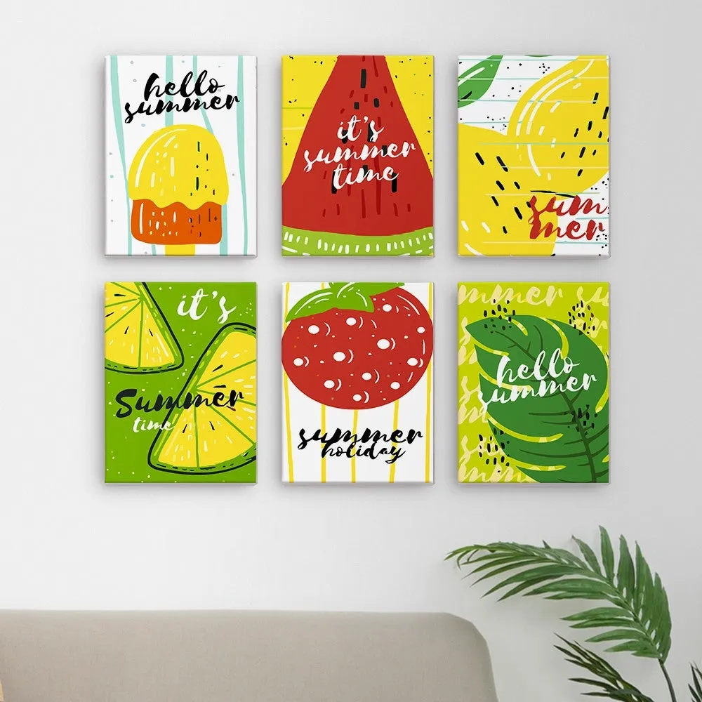 Figured'Art Zomerse Fruitillustraties mini schilderen op nummer 15x20cm 6 stuks