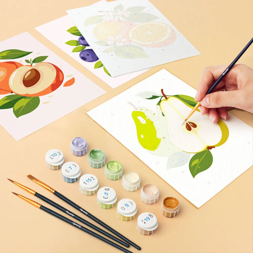Figured'Art Tuinfruit mini schilderen op nummer 15x20cm 6 stuks fruit