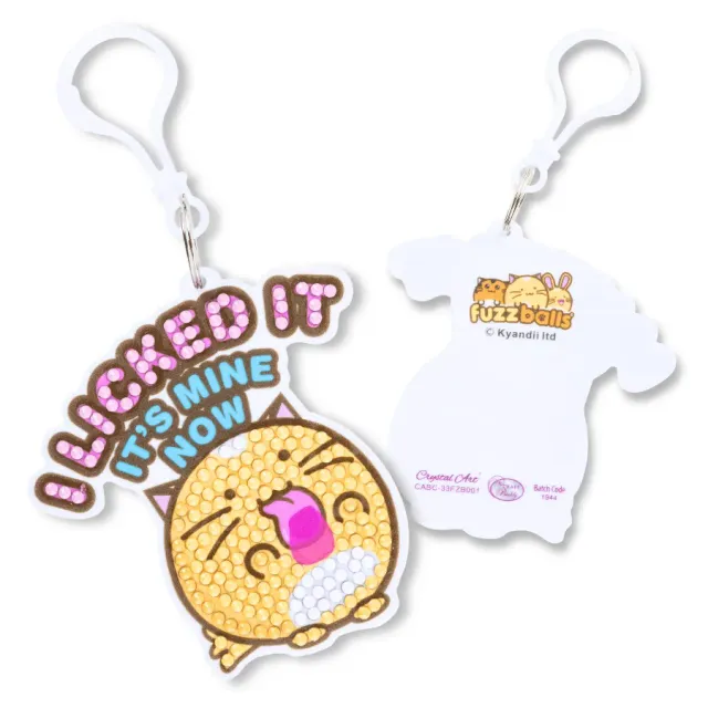 Craft Buddy Crystal Art Fuzzballs sleutelhanger I Licked It 9 cm