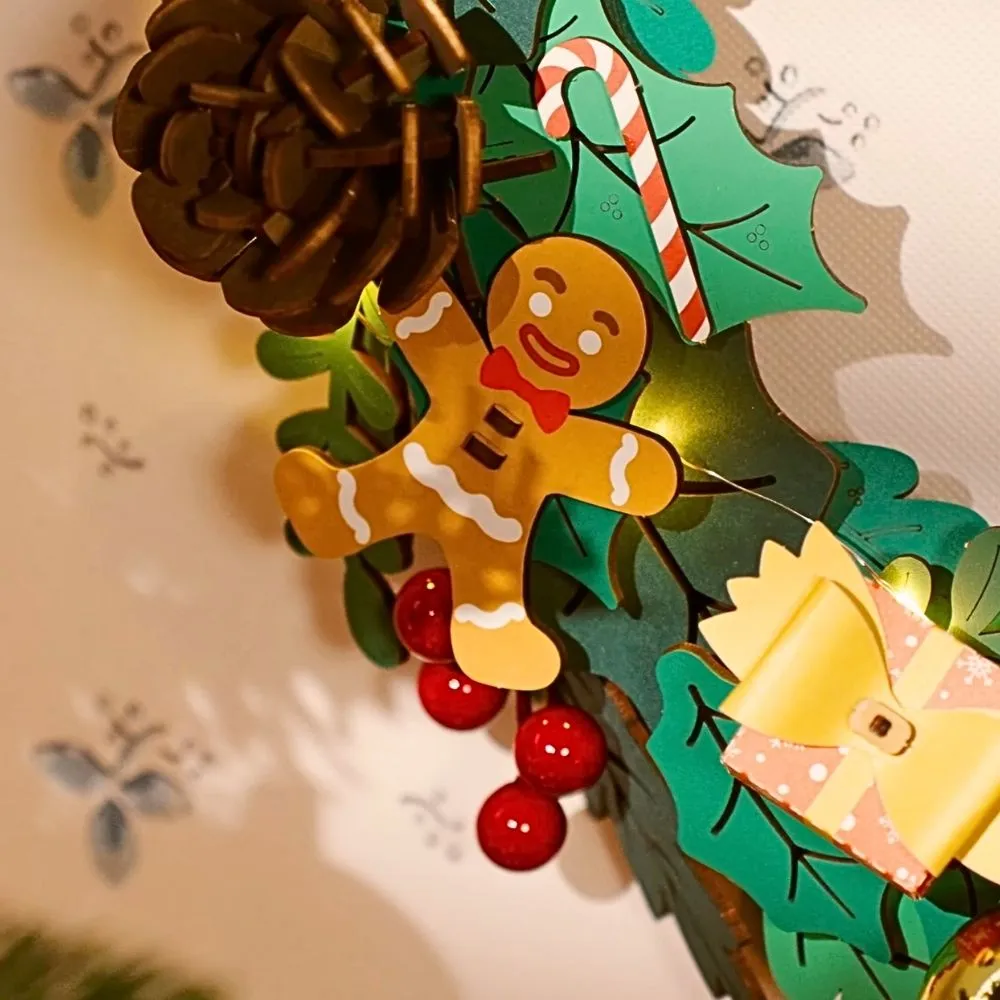 Figured'Art Kerstkrans 3D puzzel hout 252 stukjes met LED