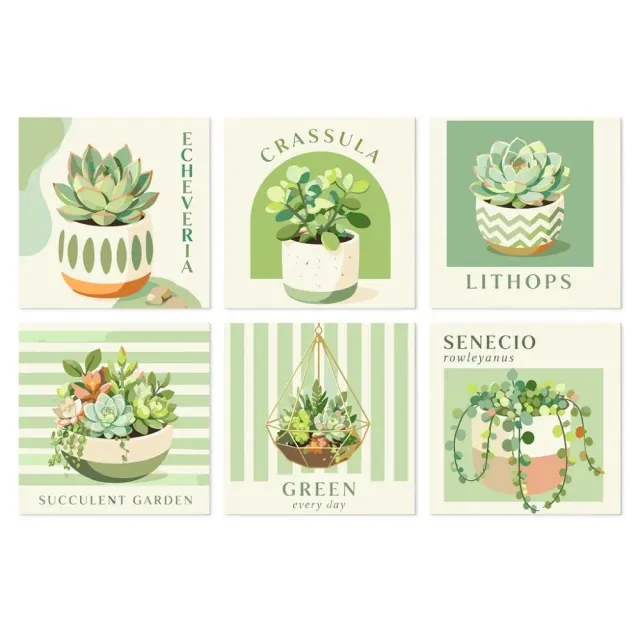 Figured'Art Mini Serie Vetplanten tuin schilderen op nummer 20x20cm 6 stuks