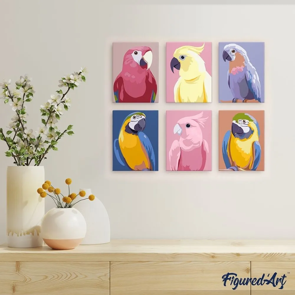 Figured'Art Mini Tropische Veren schilderen op nummer 15x20cm 6 stuks