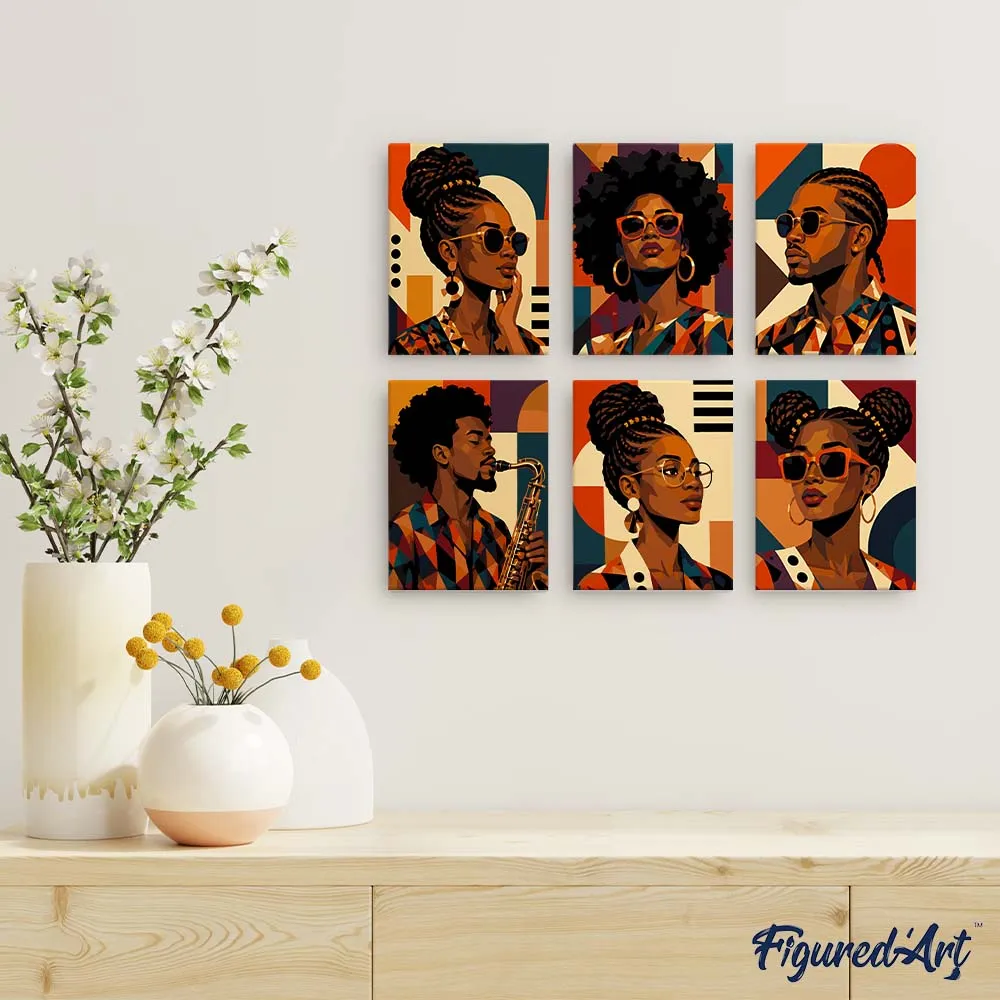 Figured'Art Mini Serie Afro Pop Art Portretten schilderen op nummer 6x 15x20cm
