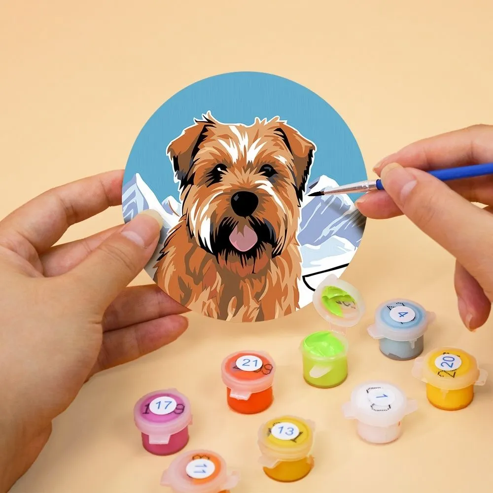 Figured'Art Schattige Honden schilderen op nummer onderzetters 6x 10cm