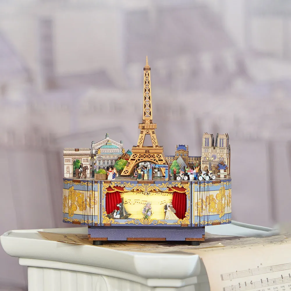 Figured'Art Romantisch Parijs 3D puzzel muziekdoos met LED