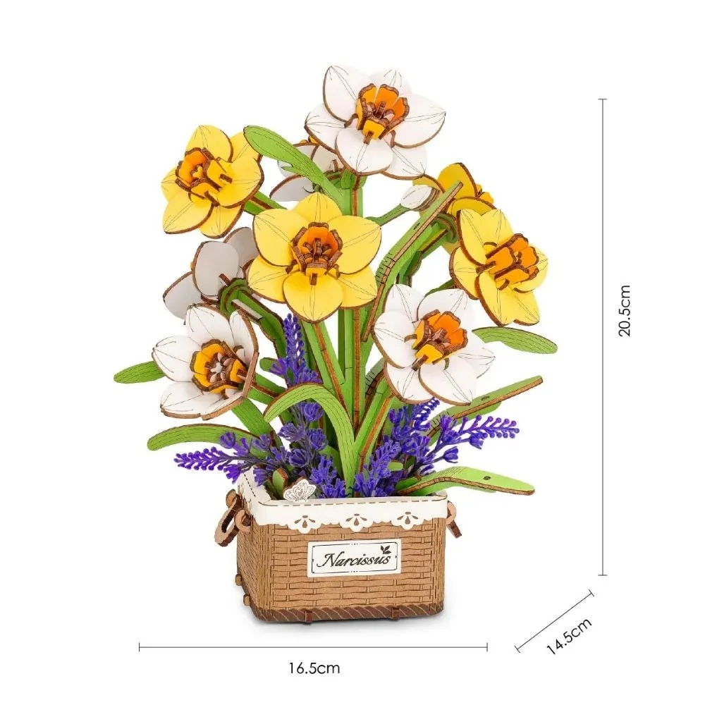Figured'Art Narcissen 3D puzzel hout 280 stukjes bloemen