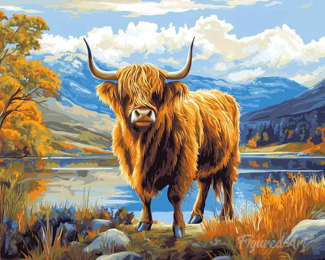 Figured'Art Schotse Hooglander schilderen op nummer 40x50 cm koe