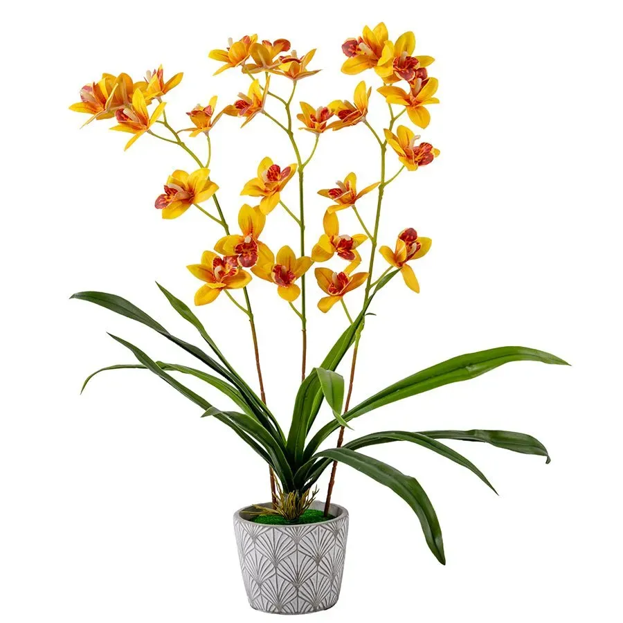 Craft Buddy Forever Flowerz Cymbidium orchidee geel 63cm pot