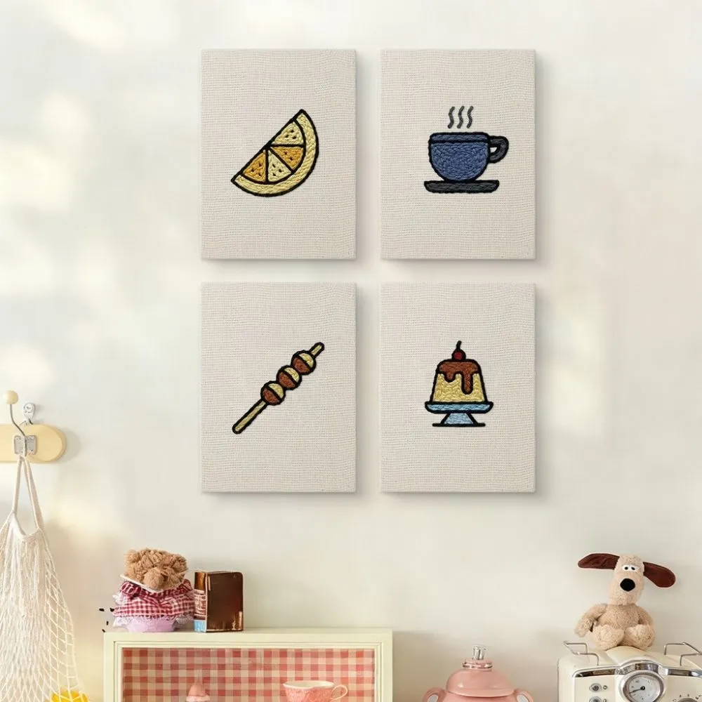 Figured'Art Dessert Lekkernijen punch needle set 15x20cm 4 stuks