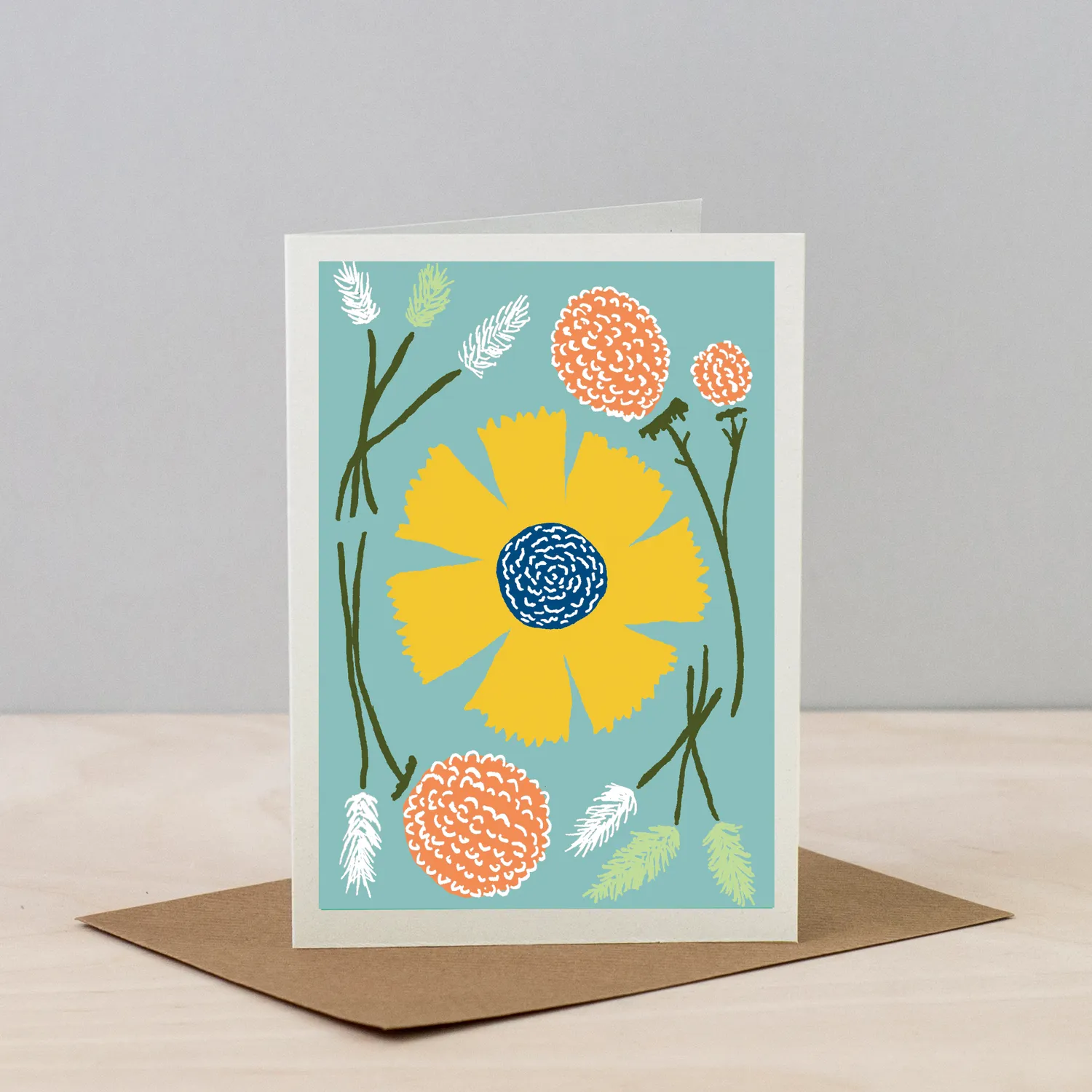 Studio Wald Dried Blue wenskaart blanco A6 droogbloem