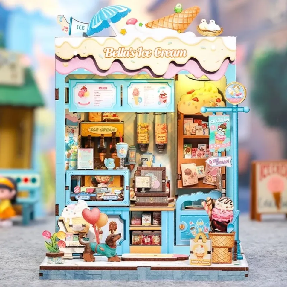 Figured'Art Miniatuurhuisje Bella's IJssalon 255 delen met led