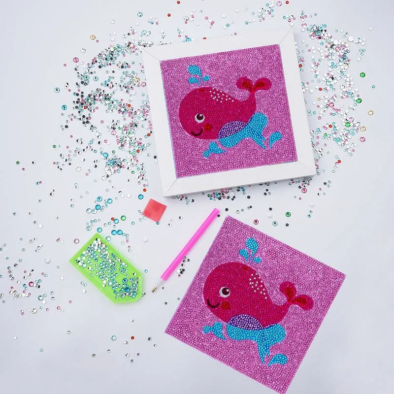 Figured'Art Walvis diamond painting voor kinderen 20x20 cm lijst