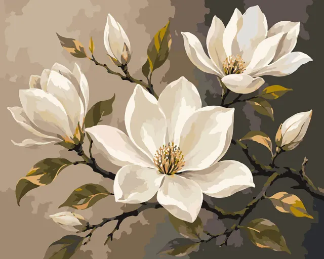 Figured'Art Magnolia Elegantie schilderen op nummer 40x50cm bloemen