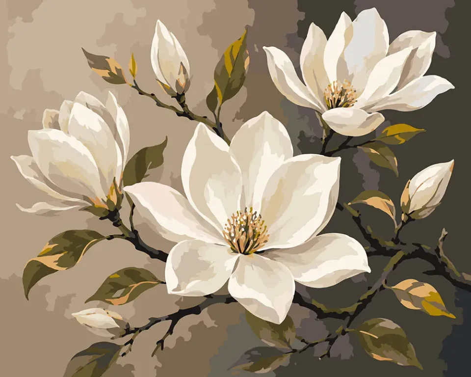 Figured'Art Magnolia Elegantie schilderen op nummer 40x50cm bloemen