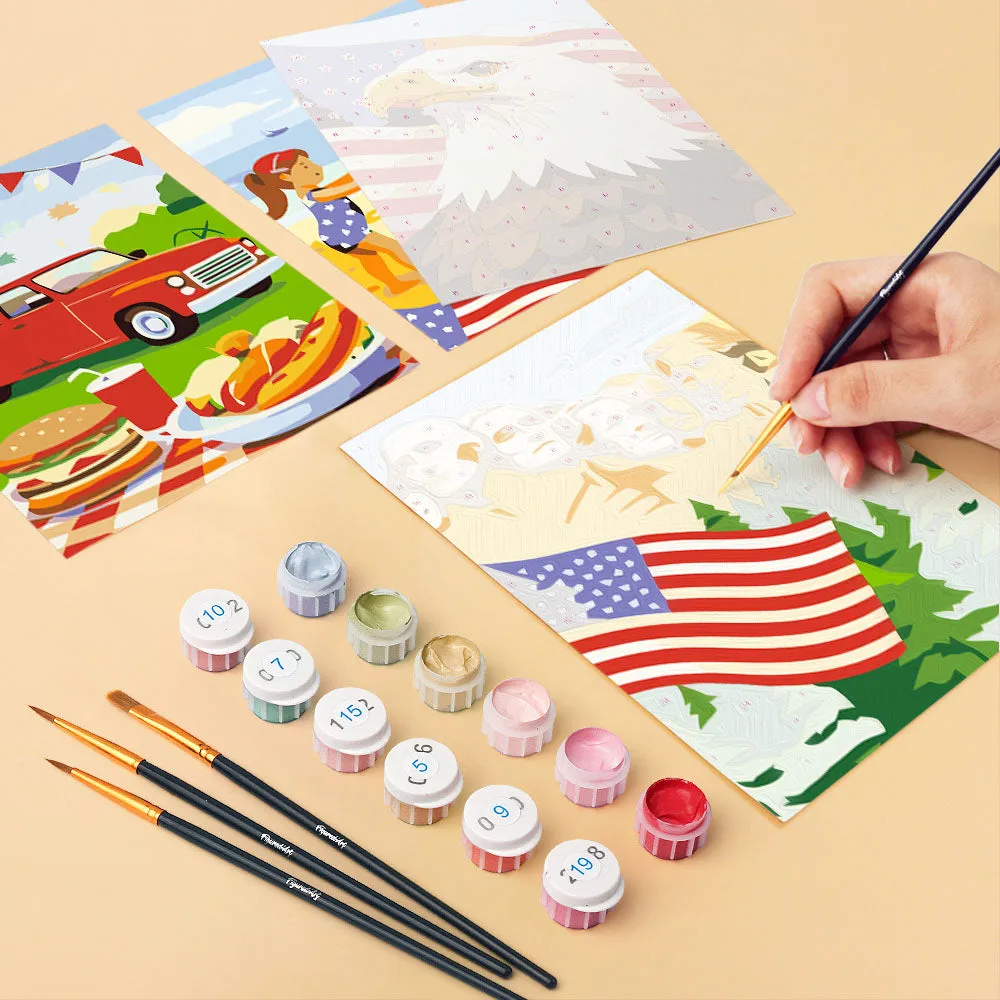 Figured'Art Mini Hallo USA schilderen op nummer 15x20cm 6 stuks
