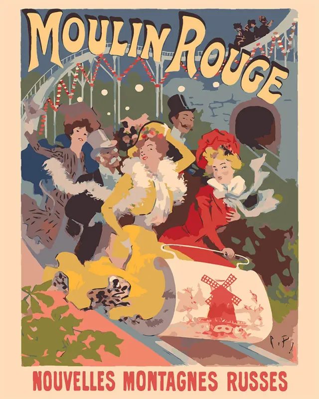 Figured'Art Moulin Rouge-affiche Nieuwe achtbanen schilderen op nummer 40x50cm