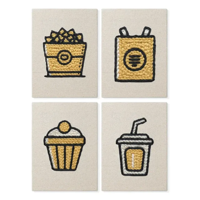 Figured'Art Dagelijkse Snacks punch needle set 4 frames katoen