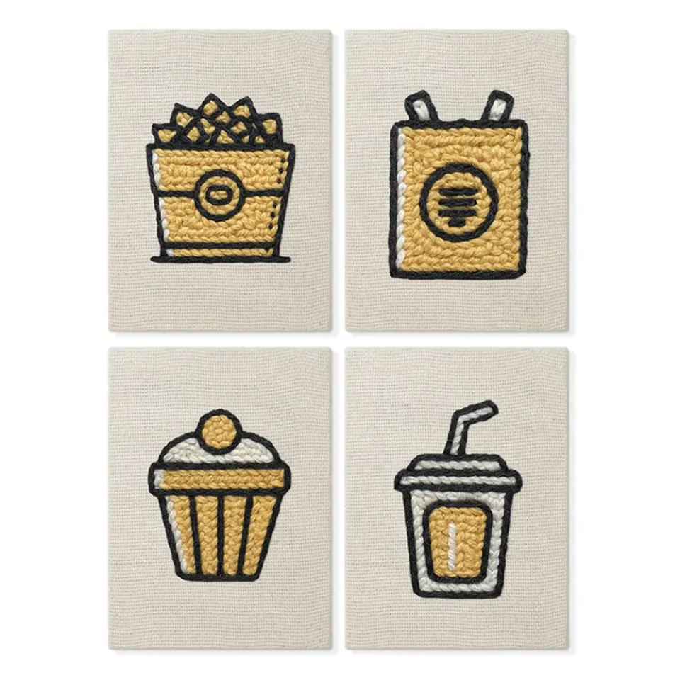 Figured'Art Dagelijkse Snacks punch needle set 4 frames katoen